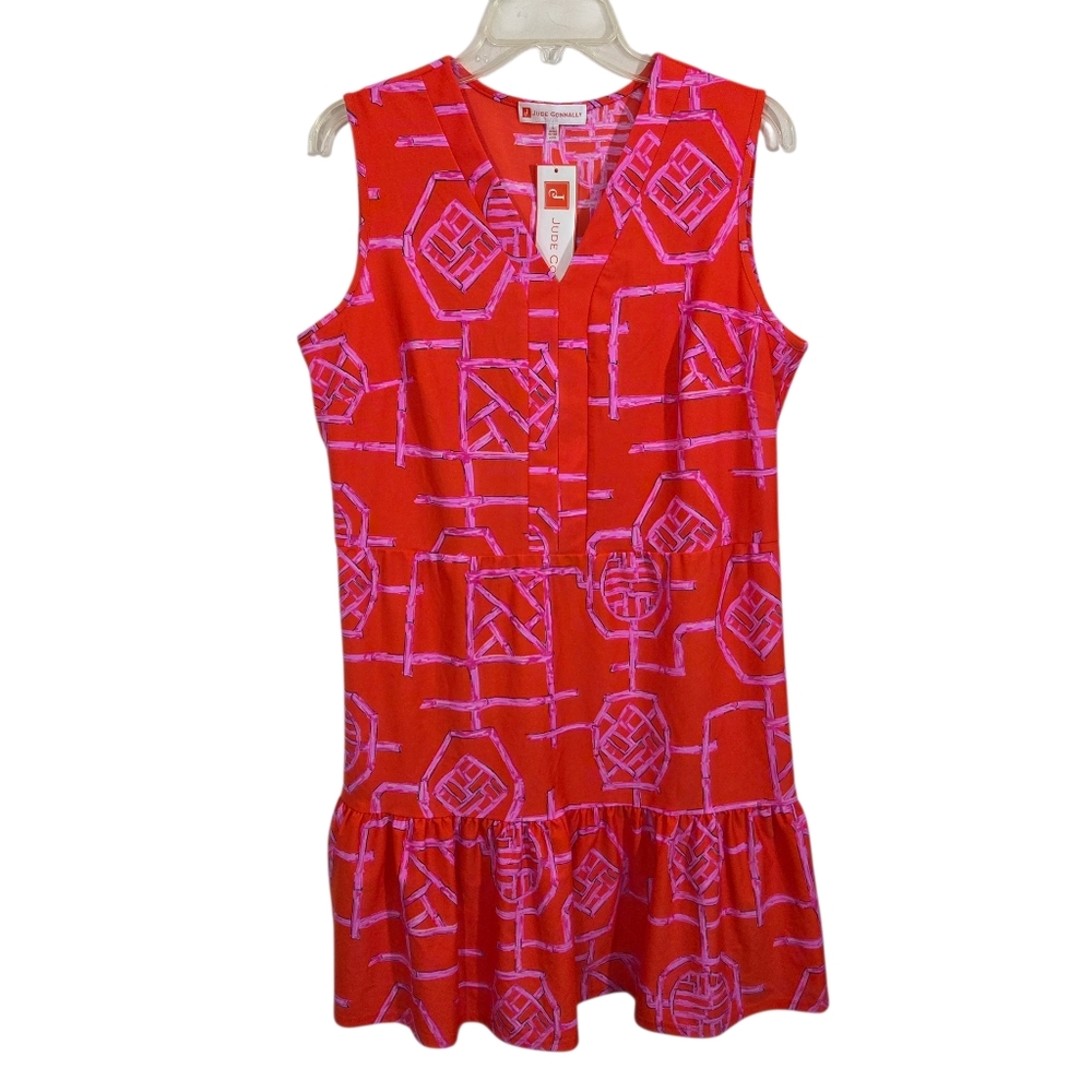 Jude Connally Red and Pink Sleeveless Mini Dress